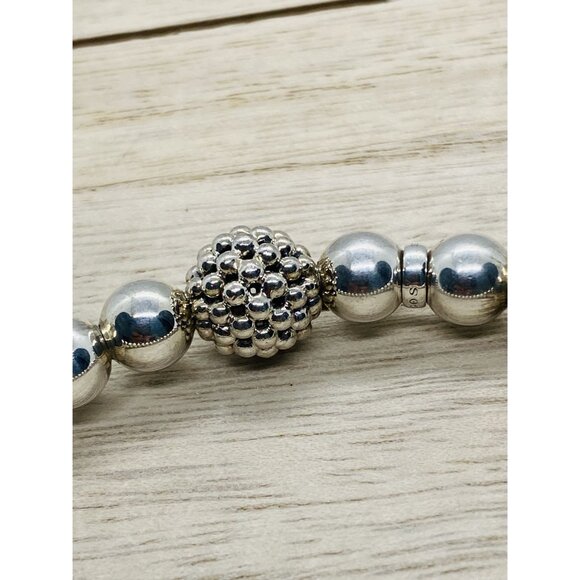 Lagos Sterling Silver 925 Signature Caviar Stretch Bracelet 8mm - Picture 6 of 12